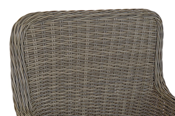 DKD Home Decor Mesa de Comedor para Terraza y Jardín, Set de 7 Piezas en Ratán Sintético y Acero con Cristal, Color Beige y Gris, Dimensiones 200 x 100 x 75 cm, Incluye Cojines