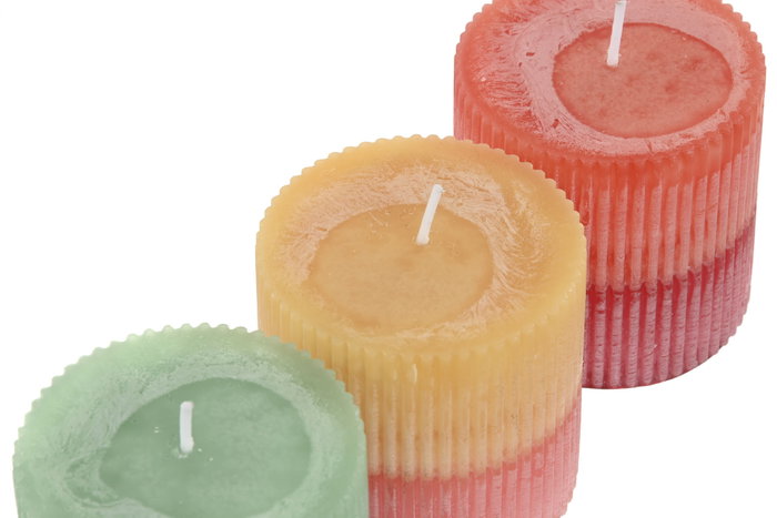 DKD Home Decor Set de 3 Velas de Cera de Parafina Bicolor 220 g