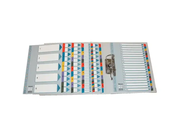 Esselte Separadores Numéricos Cartulina Mylar 1-10 Juego de 10 Separadores DIN A4 Multitaladro Multicolor