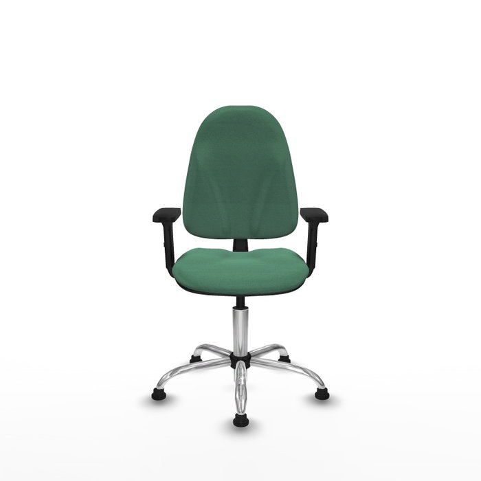 PIQUERAS Y CRESPO Silla de oficina Algarra Verde esmeralda con base cromada y brazos 2D