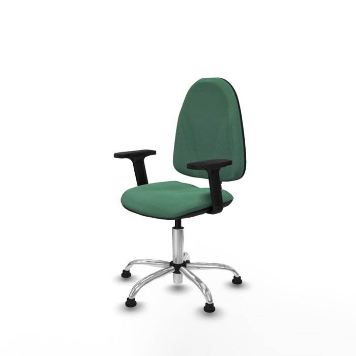 PIQUERAS Y CRESPO Silla de oficina Algarra Verde esmeralda con base cromada y brazos 2D