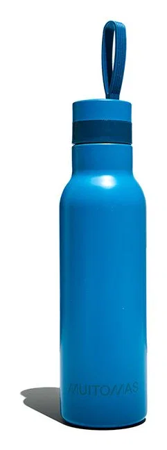 Muitomas Termo WBOTTLELC500BL, Botella Térmica de Acero Inoxidable de 500 ml, Color Azul Ártico, Mantiene Bebidas Frías y Calientes, A Prueba de Fugas, Incluye Asa de Transporte