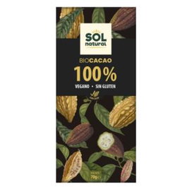 SOLNATURAL Tableta de Cacao Puro 100% BIO Vegano 70g