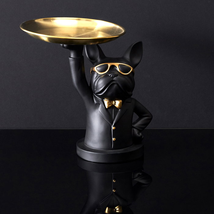 Home Deco Factory Vaciabolsillos Bulldog Camarero Negro Escultura Decorativa Galerie 20x15xh21.5cm