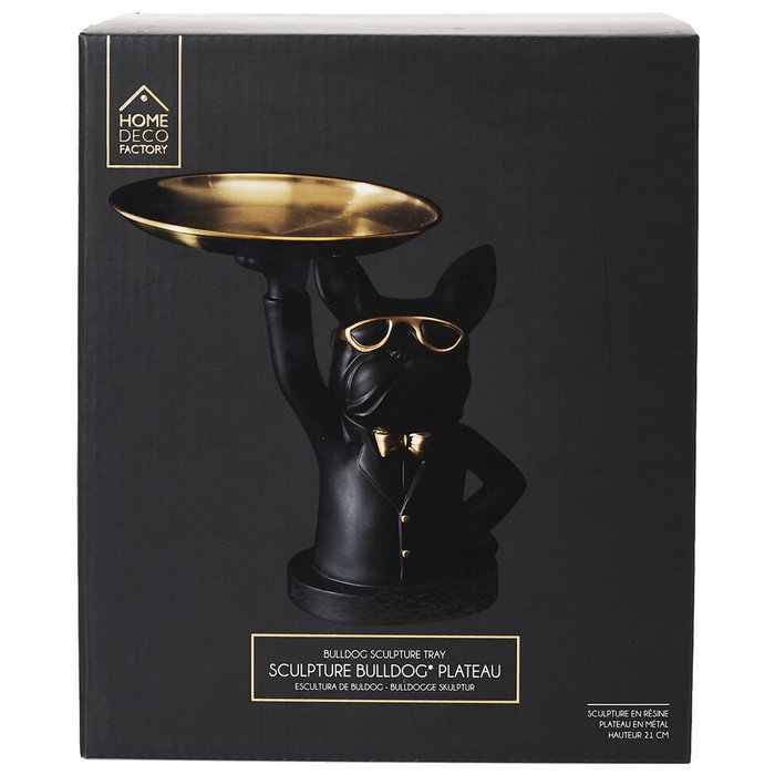 Home Deco Factory Vaciabolsillos Bulldog Camarero Negro Escultura Decorativa Galerie 20x15xh21.5cm