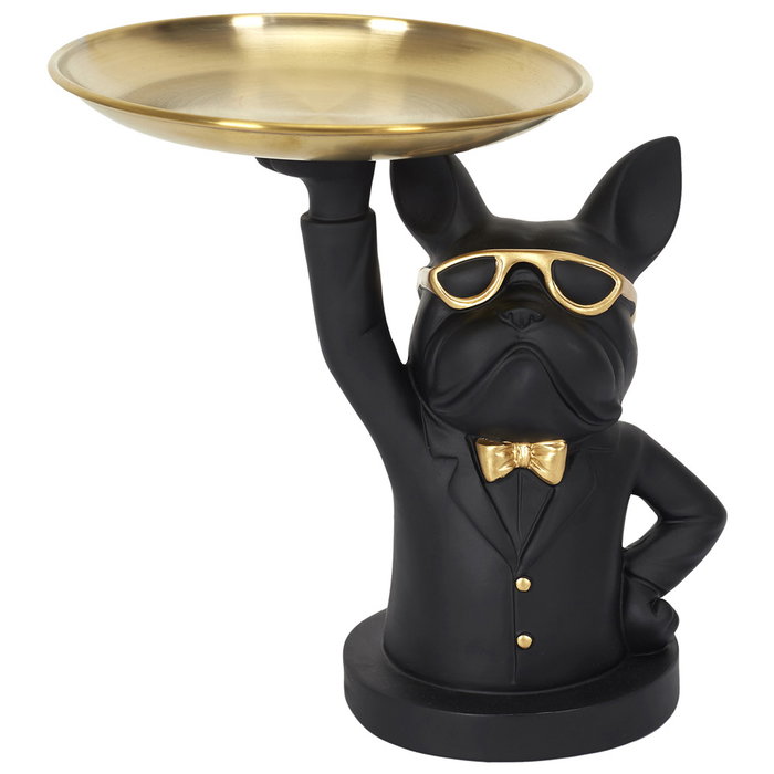Home Deco Factory Vaciabolsillos Bulldog Camarero Negro Escultura Decorativa Galerie 20x15xh21.5cm