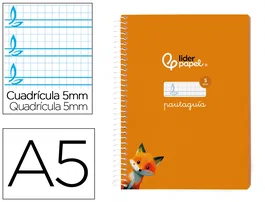 Liderpapel Cuaderno Espiral A5 Tapa Blanda 40 Hojas Cuadro Pautado 5mm Color Naranja