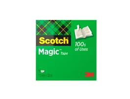 Scotch Cinta Adhesiva Magic Invisible 33 mt x 12 mm, Se Puede Escribir Sobre Ella, No Amarillea, Para Embalar