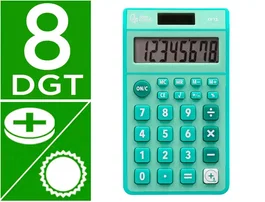 Liderpapel xf13 Calculadora de Bolsillo 8 Dígitos Solar y Pila 115x65x8 mm Color Verde