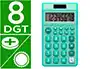 Liderpapel xf13 Calculadora de Bolsillo 8 Dígitos Solar y Pila 115x65x8 mm Color Verde