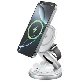 Vention FGEI0 Cargador Inalámbrico 3 en 1 MagSafe 15W para iPhone, Apple Watch y AirPods, Carga Rápida y Rotación 360°, Aleación de Zinc