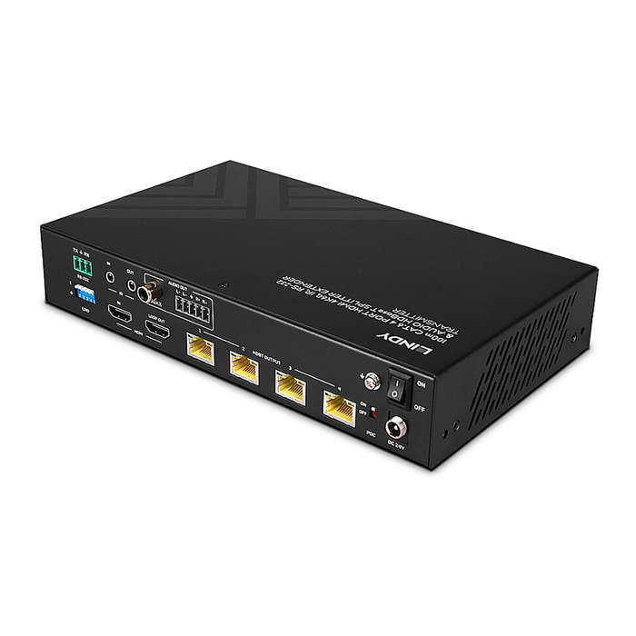 LINDY 38355 Splitter Extensor HDMI HDBaseT 4K60 4 Puertos Cat.6, 100 m, 18 Gbit/s, Negro, Metal