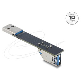 DeLOCK Adaptador USB 10 Gbps 67422, Conector Tipo-A Hembra a Tipo-A Macho Angular 90 Grados, Negro, Plug and Play