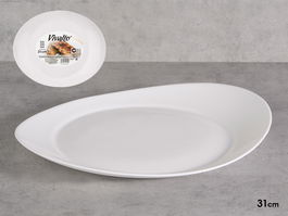 Vivalto Plato Carne Opal Ovalado 31 cm Blanco Vidrio (Set de 18)