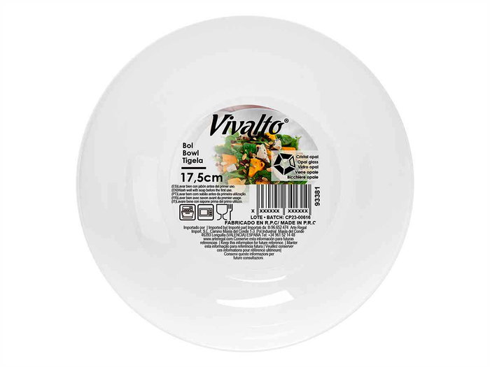 Vivalto Bol Redondo Opal 17.5 cm Blanco (Set de 24)