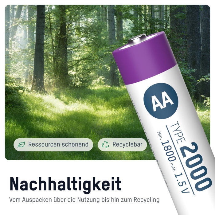 Ansmann 4x AA Lithium Akku Mignon 1800mAh + Cable
