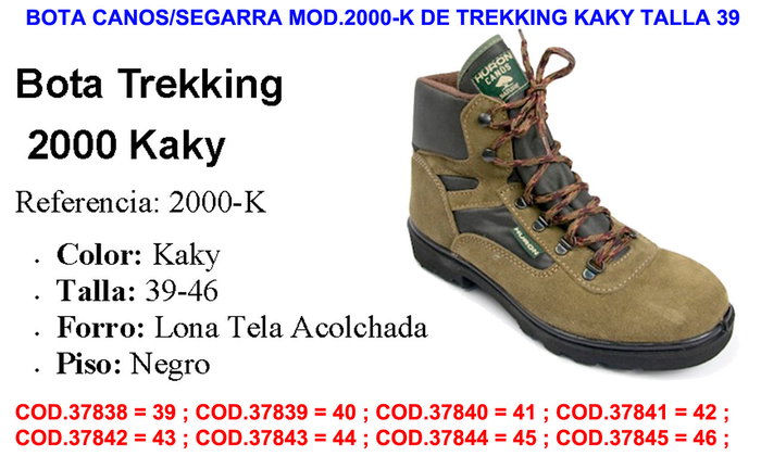 Segarra Bota Canos/Segarra Mod. Huron 2000-K de Trekking Kaky Talla 40 Segarra Bota Canos/Segarra Mod. Huron 2000-K de Trekking Kaky Talla 40