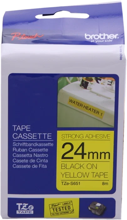 Brother TZe-S651 Cinta para rotuladora laminada Negro sobre amarillo 24 mm x 8 m Brother TZe-S651 Cinta para rotuladora laminada Negro sobre amarillo 24 mm x 8 m