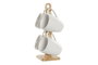 DKD Home Decor Set de 4 Tazas de Gres y Rubberwood Lianfeng 21 Blanco y Natural