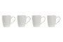 DKD Home Decor Set de 4 Tazas de Gres y Rubberwood Lianfeng 21 Blanco y Natural