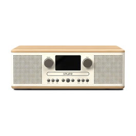 PURE Classic C-D6 Radio Digital Portátil con DAB+ y FM, Bluetooth 5.3, 30W, Pantalla TFT, Color Blanco/Roble, para EU/UK