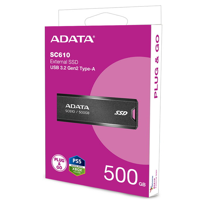ADATA SC610 500 GB SSD Externo USB-A 3.2 Gen 2 Negro ADATA SC610 500 GB SSD Externo USB-A 3.2 Gen 2 Negro