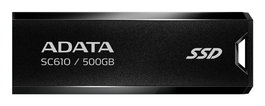 ADATA SC610 500 GB Disco SSD Externo Negro, USB 3.2 Gen 2, 550 MB/s Lectura, Modelo SC610-500G-CBK