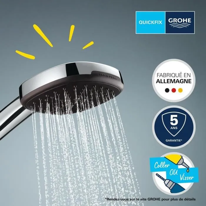 Grohe GRO4005176681202 Set de Ducha Vitalio Comfort 110 con Rociador 2 Chorros, Soporte y Flexo - Fácil Selección, Ahorro de Agua Grohe GRO4005176681202 Set de Ducha Vitalio Comfort 110 con Rociador 2 Chorros, Soporte y Flexo - Fácil Selección, Ahorro de Agua
