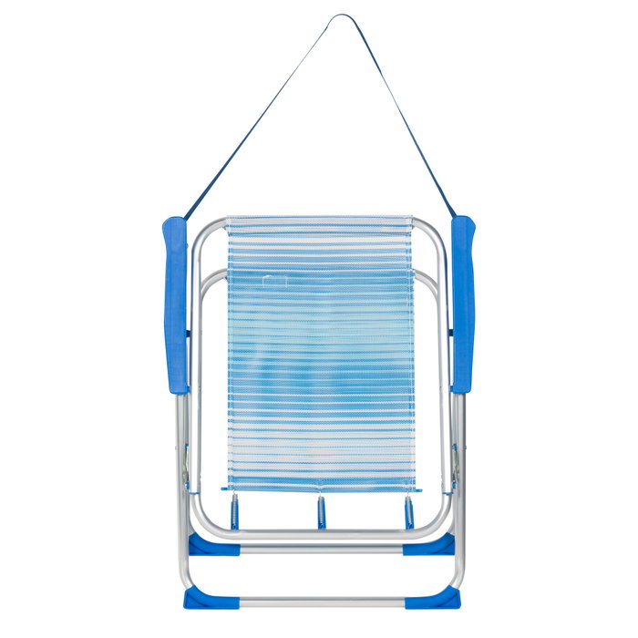 Aktive Silla de playa alta plegable rayas azul c/asa de hombro