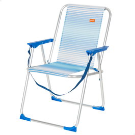 Aktive Silla de playa alta plegable rayas azul c/asa de hombro