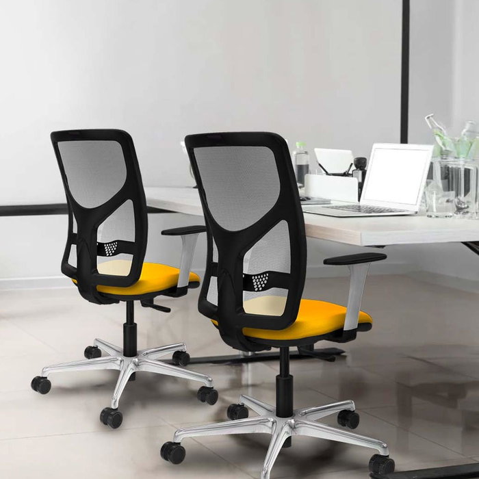 PIQUERAS Y CRESPO Silla de oficina Motilla con mecanismo Sincro, Amarillo y Blanco