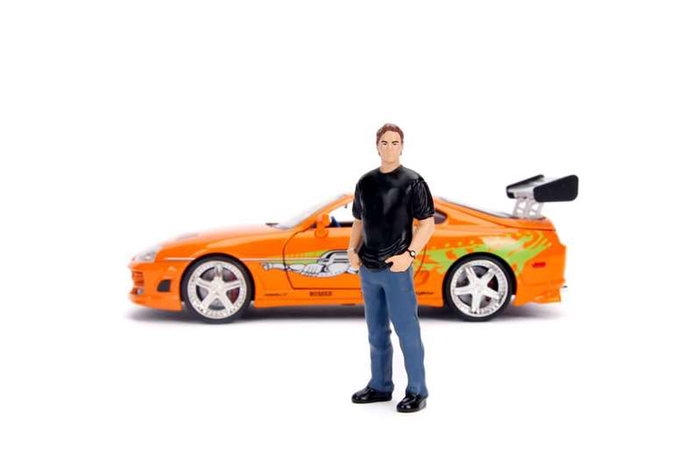 Smoby Coche de metal Toyota Supra Fast & Furious con figura de Brian O'Conner escala 1:24, recomendado para niños a partir de 8 años