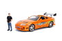 Smoby Coche de metal Toyota Supra Fast & Furious con figura de Brian O'Conner escala 1:24, recomendado para niños a partir de 8 años