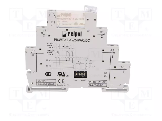 RELPOL Relé de tiempo PIR6WT-1Z 24VAC/24VDC SPST-NO RELPOL Relé de tiempo PIR6WT-1Z 24VAC/24VDC SPST-NO