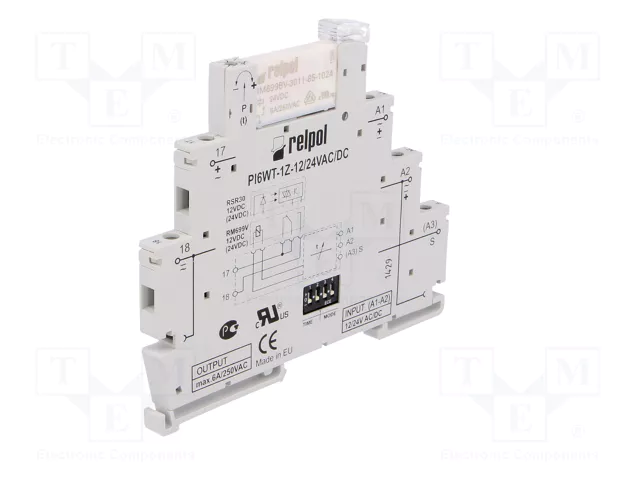 RELPOL Relé de tiempo PIR6WT-1Z 24VAC/24VDC SPST-NO RELPOL Relé de tiempo PIR6WT-1Z 24VAC/24VDC SPST-NO