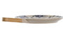 DKD Home Decor Plato de Gres y Bambú Floral Asa Azul 30,5x20,5x2,5 cm