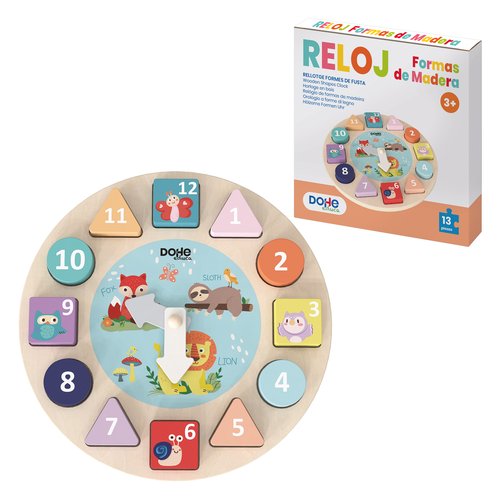 DOHE Juego Educa Reloj Formas Ensartables de Madera DOHE Juego Educa Reloj Formas Ensartables de Madera