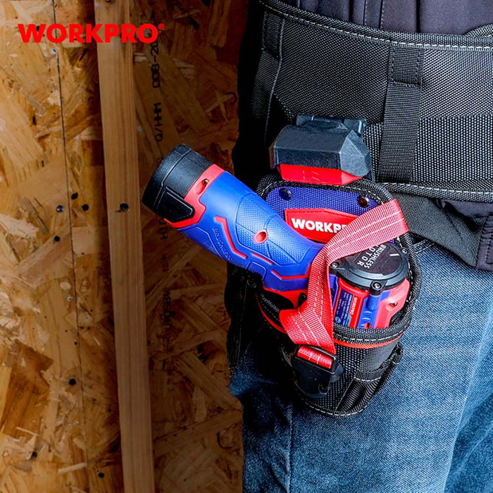 Workpro Funda Cintura Compacta para Taladro, Cambio Rápido, Poliéster 1800D, 170 x 60 x 220 mm