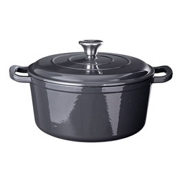 Siaki Cacerola de Hierro Fundido Esmaltado Gris Ø26 cm x 12 cm, para Todo Tipo de Fuegos y Horno