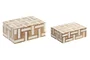 DKD Home Decor Joyero Set de 2 Natural Blanco Mango Resina 18 x 13 x 7.5 cm