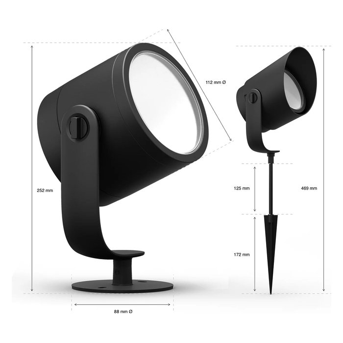 Philips Hue White & Color Ambiance Lily XL Foco para exteriores Negro, Iluminación inteligente LED Metal, Regulable