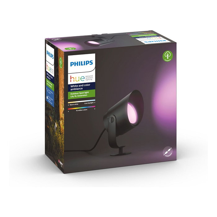Philips Hue White & Color Ambiance Lily XL Foco para exteriores Negro, Iluminación inteligente LED Metal, Regulable