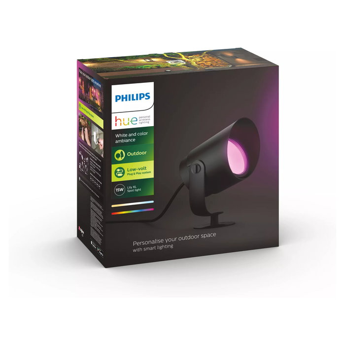 Philips Hue White & Color Ambiance Lily XL Foco para exteriores Negro, Iluminación inteligente LED Metal, Regulable