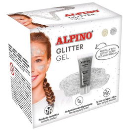 Alpino Gel Transparente Con Purpurina Glitter Plata para Rostro y Cuerpo