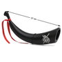 Cuerno de Pirata Negro 27 cm con Cinta Roja y Calavera Blanca