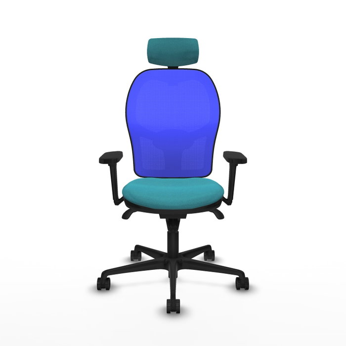 PIQUERAS Y CRESPO Silla de oficina Jorquera con mecanismo Sincro, brazos 3D, color Turquesa y Azul