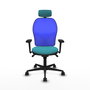 PIQUERAS Y CRESPO Silla de oficina Jorquera con mecanismo Sincro, brazos 3D, color Turquesa y Azul