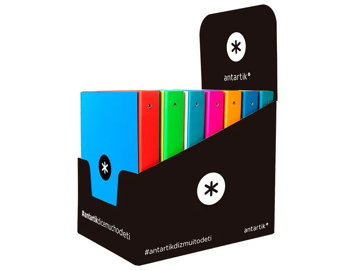 Antartik Carpeta A4 con 4 Anillas Redondas de 25 mm, Forrada, Colores Surtidos