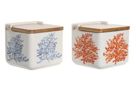 DKD Home Decor Salero Dolomita Coral 22 Azul y Fucsia