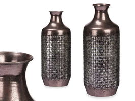 Giftdecor Jarron Relieve Plata Envejecido 16x42x16 cm (Set de 4)